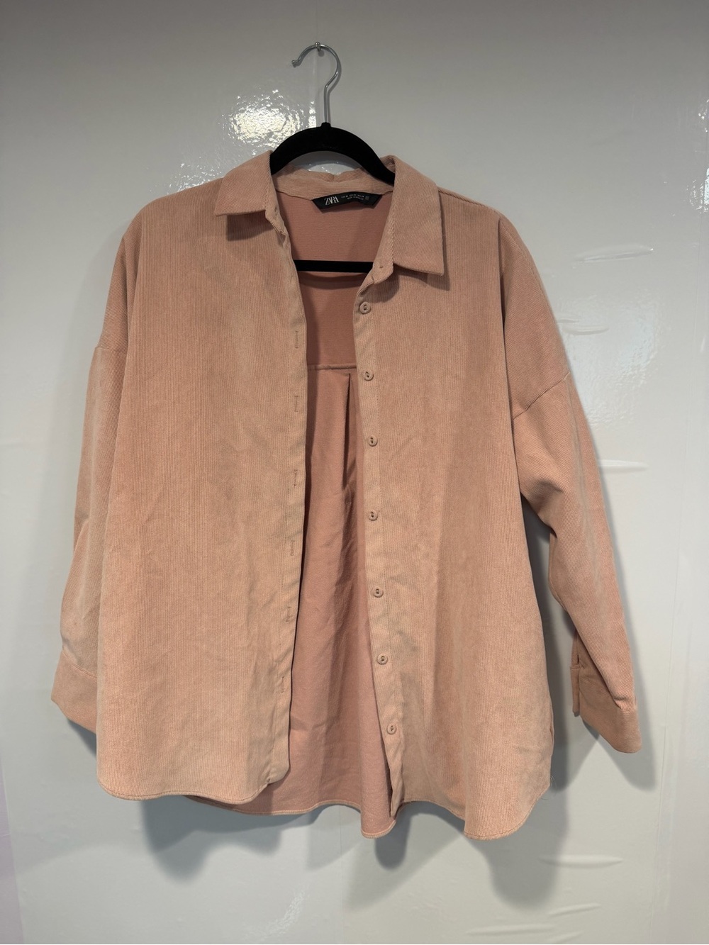 Zara Men Oversized‎ Button-Down Shirt Jacket in Dusty Rose